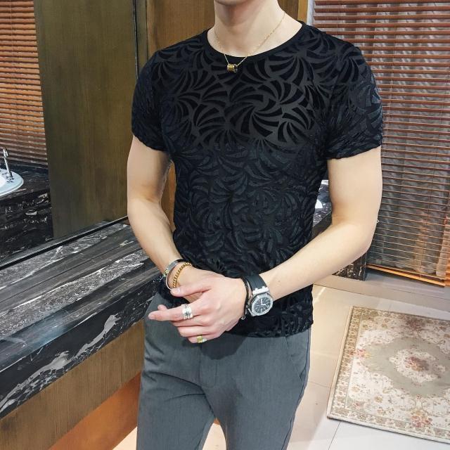 Áo Thun Tay Ngắn Dáng Ôm Bằng Lụa Lạnh Thoáng Khí Thời Trang Cho Nam