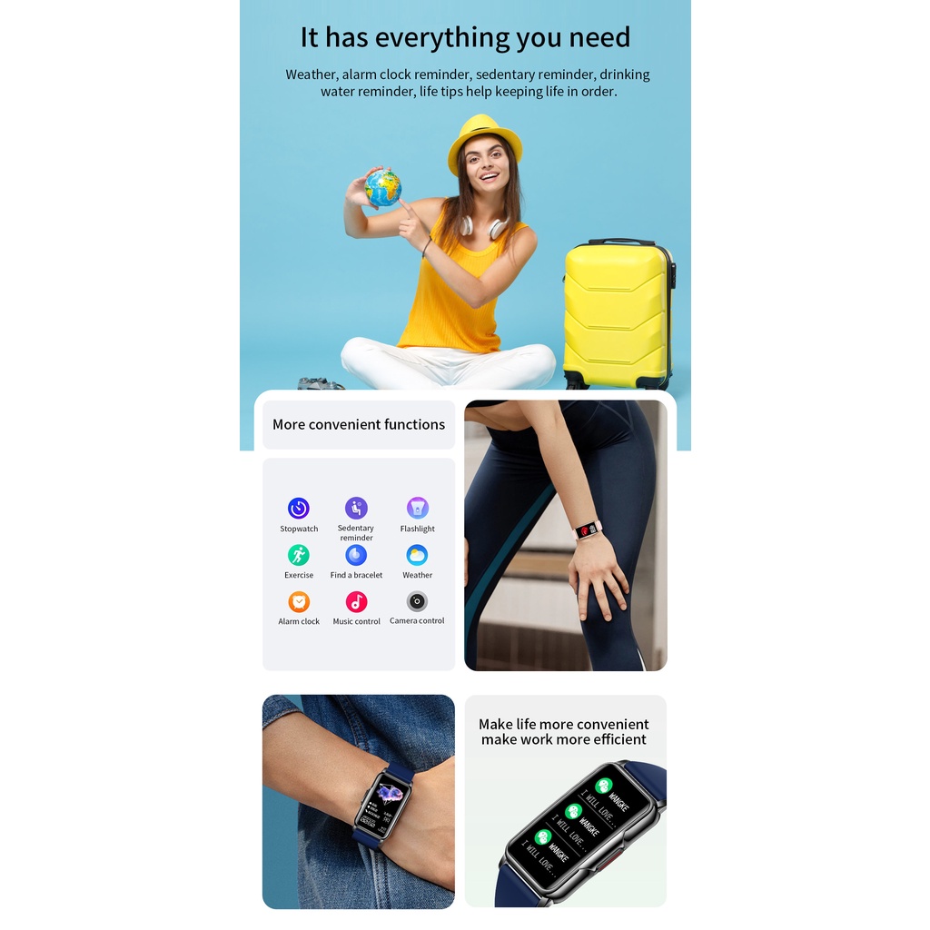 H80 Ladies Fashion Vòng đeo tay thông minh Màn hình 1,47 inch Theo dõi nhịp tim Chống thấm nước Nhiều chế độ thể thao