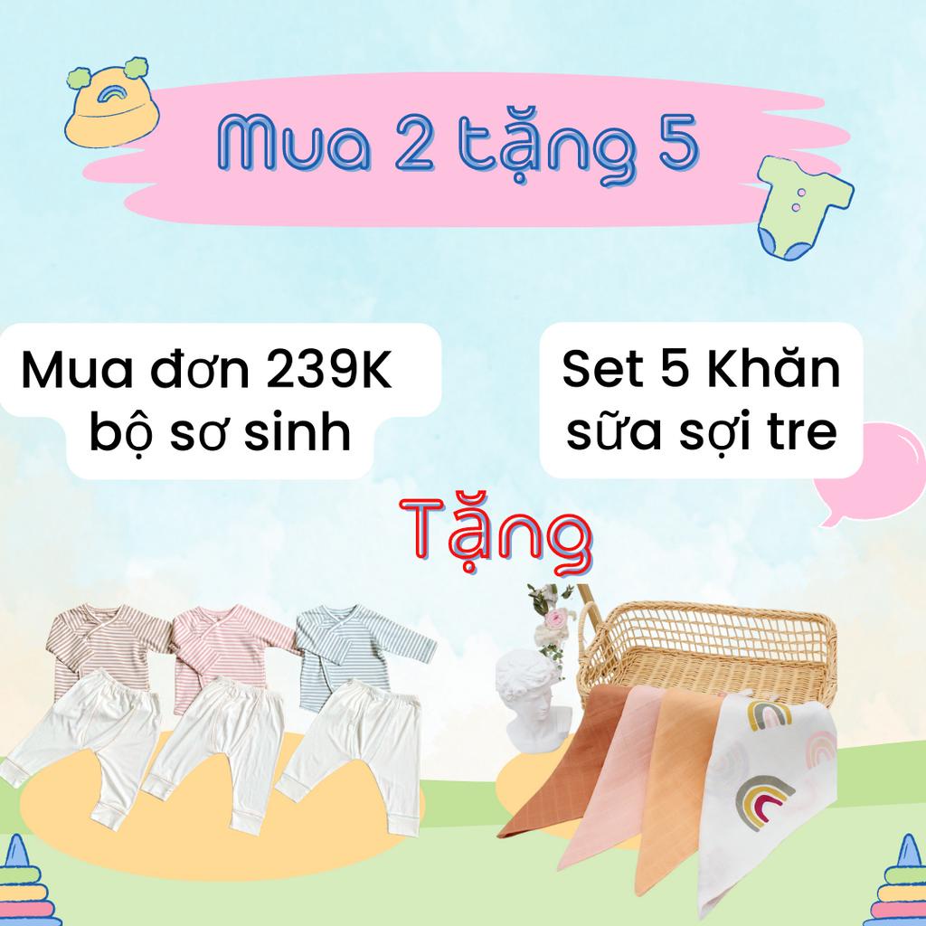 Bộ Sơ Sinh Dài Tay Cài Lệch Unbee Chất Liệu Bambo Mềm Mát Kháng Khuẩn Cho Bé Từ 3-11KG