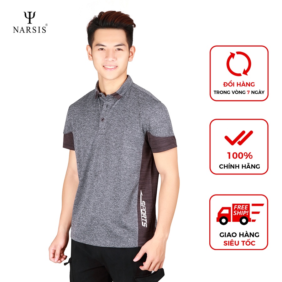 [Mã BMBAU50 giảm 7% đơn 99K] Áo polo nam màu ghi Narsis D9007