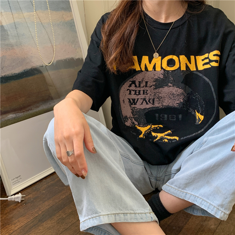 Áo thun nữ SUXI tay ngắn in họa tiết hoạt hình oversize