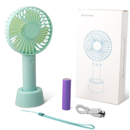 Quạt Cầm Tay Tích Điện Mini 4 Cánh AK1SY-N9,Có Đế Để Bàn,Pin Trâu Sử Dụng 4 Tiếng Liên Tục,Tặng Kèm Đế,Bảo Hành 1 Đổi 1