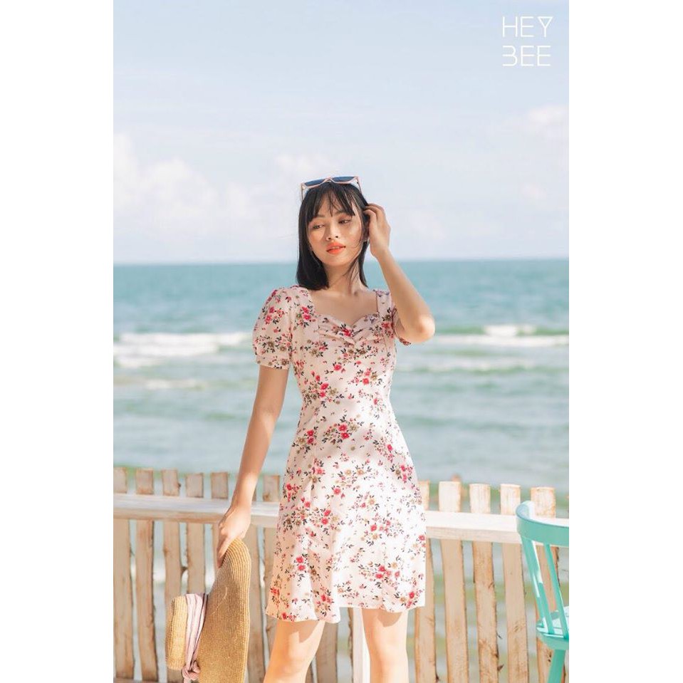 [Mã WABRWA15 giảm 15% đơn 300K] HEYBEE Đầm hoa nhún ngực Alison HT379 | BigBuy360 - bigbuy360.vn
