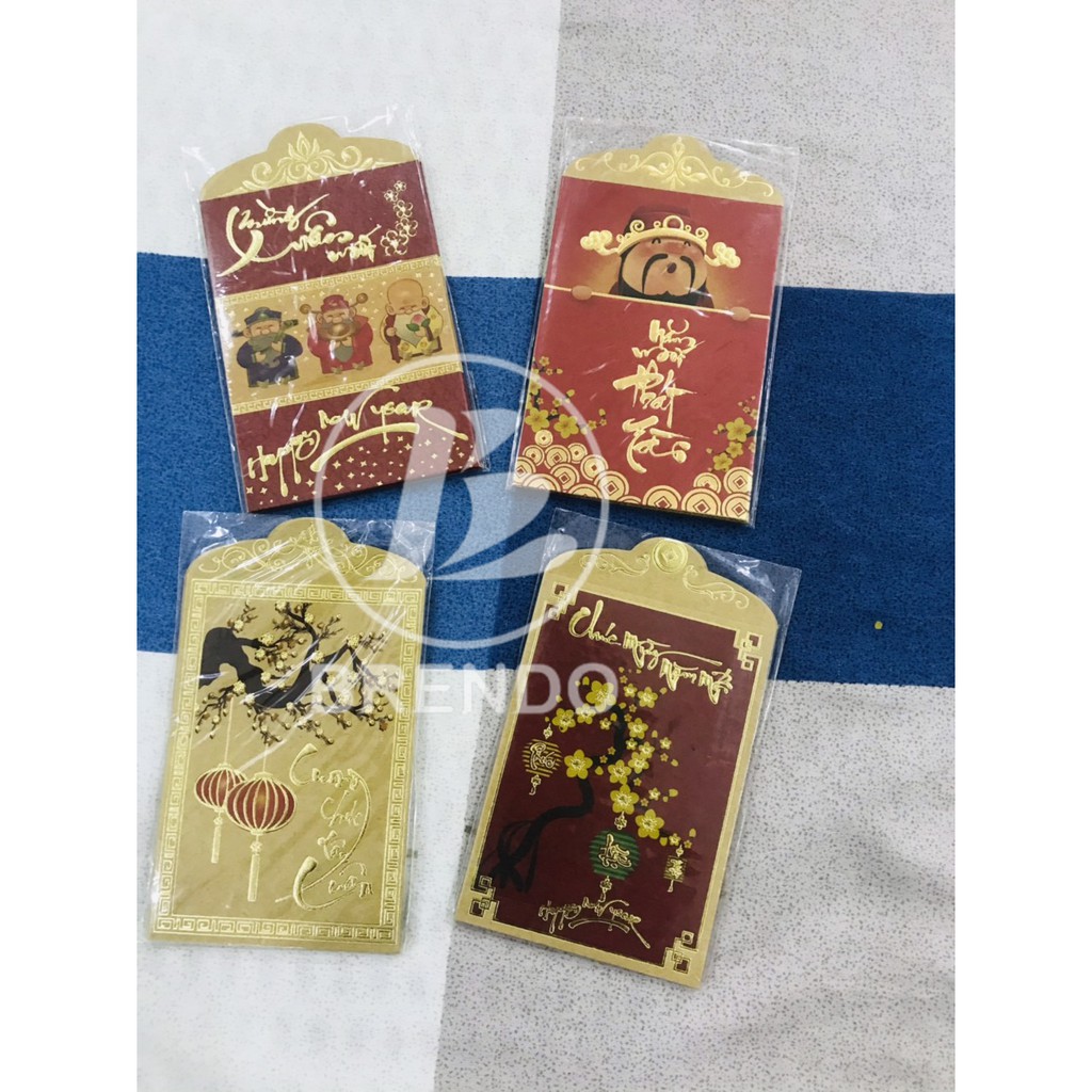 [Tết ] - lì xì đỏ thuần Việt màu sắc cực tươi, in chữ nổi chúc tết cực đẹp, - set 6 bao - VPP Halu