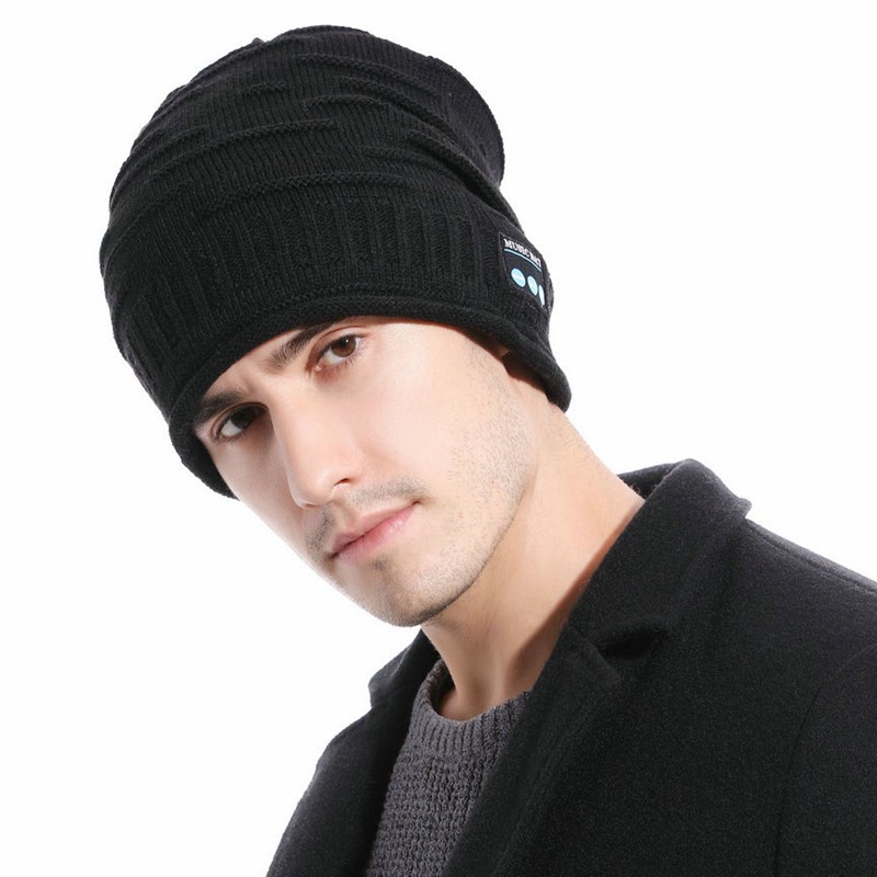 Mũ beanie Giữ Ấm Thông Minh Tích Hợp Phát Nhạc Bluetooth Tai Nghe - Màu Đen