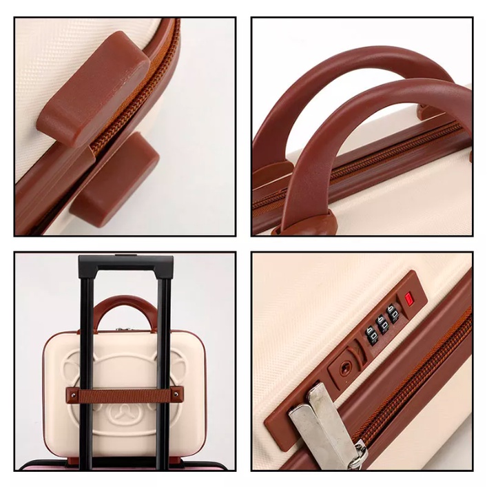 Vali du lịch mini cho bé có khoá, đựng mỹ phẩm mẫu hình chân mèo, gấu, giỏ đựng quần áo 30cm - 14 inch | valy mini bé gá