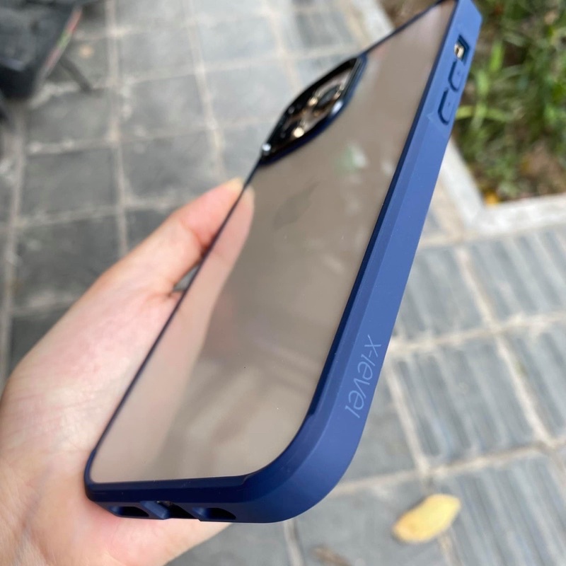 Ốp lưng Kính X-Level trong suốt, Nhám viền màu cho iPhone 13, 13 Pro, 13 Pro Max ôm máy không ố màu