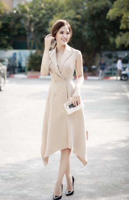 Đầm thun giả vest thiết kế cao cấp sang trọng đi làm đi chơi (kèm hình thật)