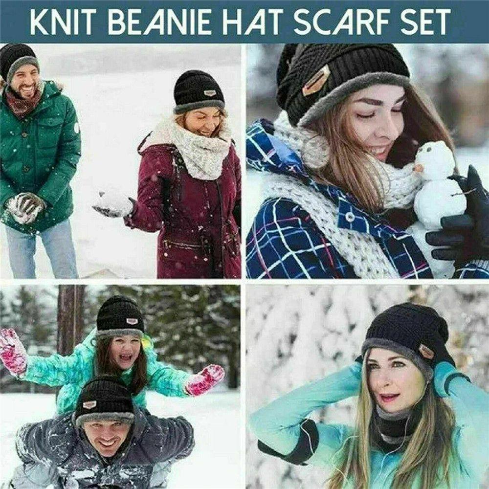 ROSE Mũ beanie Kiêm Khăn Choàng Cổ Mềm Mại Giữ Ấm