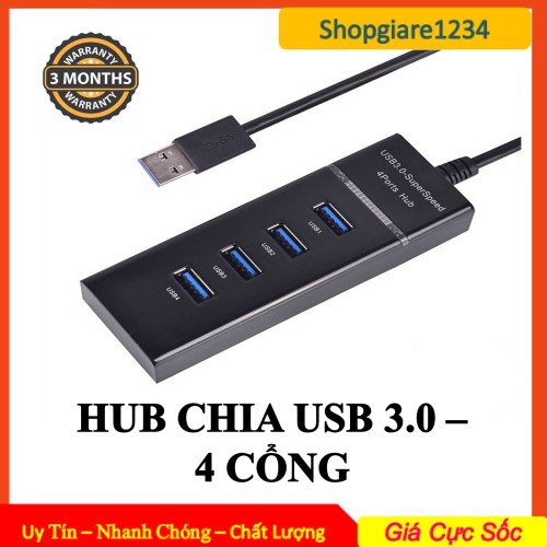Hub USB 3.0 Chia 4 cổng, tốc độ cao -Có ĐÈN LED- HÀNG CHÍNH HÃNG -Cổng chia USB Cao Cấp