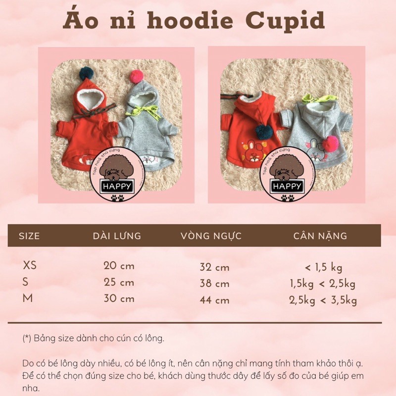 Áo nỉ hoodie thêu hình thỏ Cupid [Ảnh thật] [Có sẵn] - Đồ Noel chó mèo