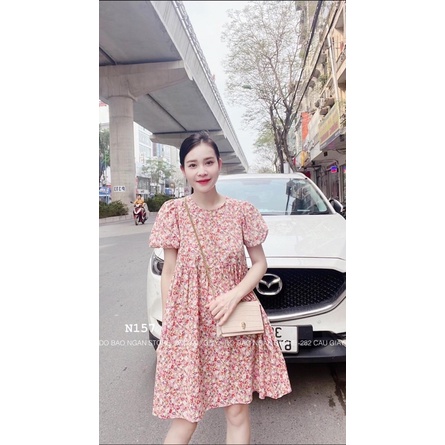 Váy Hoa Nhí Babydoll Cổ Tròn