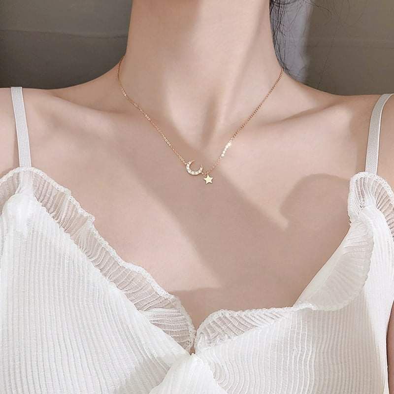 Dây chuyền mặt trăng và sao phong cách Hàn Quốc