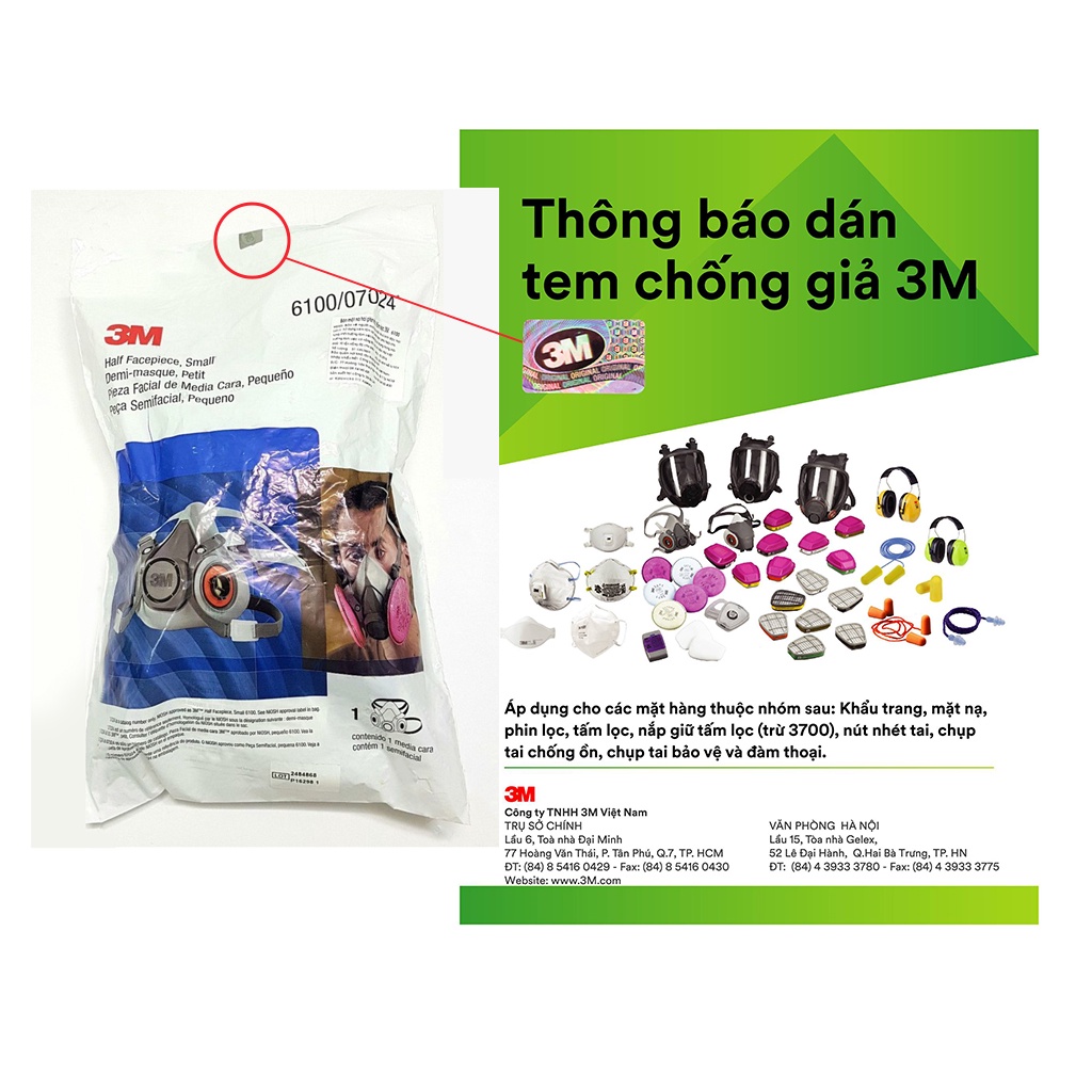 Bộ mặt nạ phòng độc 3M 6200-2097 chống bụi, hơi độc, khí hàn cắt đúc kim loại - Thinksafe