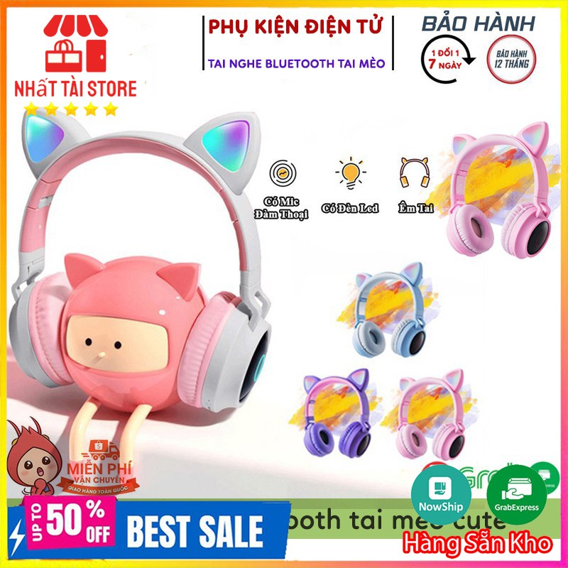 [BẢO HÀNH 1 ĐỔI 1]Tai nghe bluetooth tai mèo Goden House cao cấp, headphone tai mèo đáng yêu chống ồn âm thanh trầm ấm