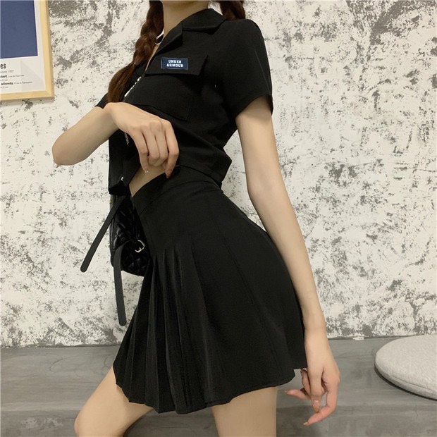 Set áo croptop kèm chân váy xếp ly HB thiết kế năng động thể thao S066 | BigBuy360 - bigbuy360.vn