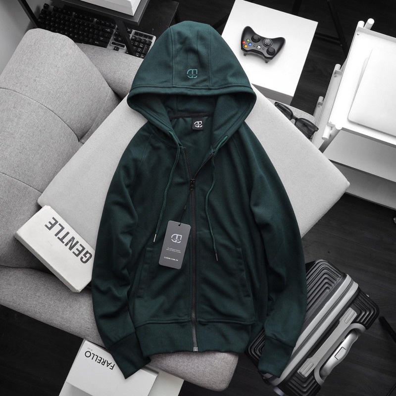 Áo khoác unisex khóa kéo nón rộng vải pique có túi trong , Áo khoác nam Bigsize  - Ivan Bigsize