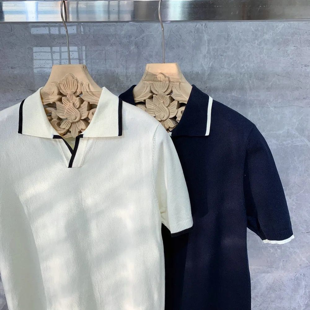 Bán Chạy!F &amp; X Áo Thun polo Dệt Kim Cao Cấp Tay Ngắn Phối Màu Thời Trang Xuân Hè Phong Cách Mới Nhật Bản Cho Nam