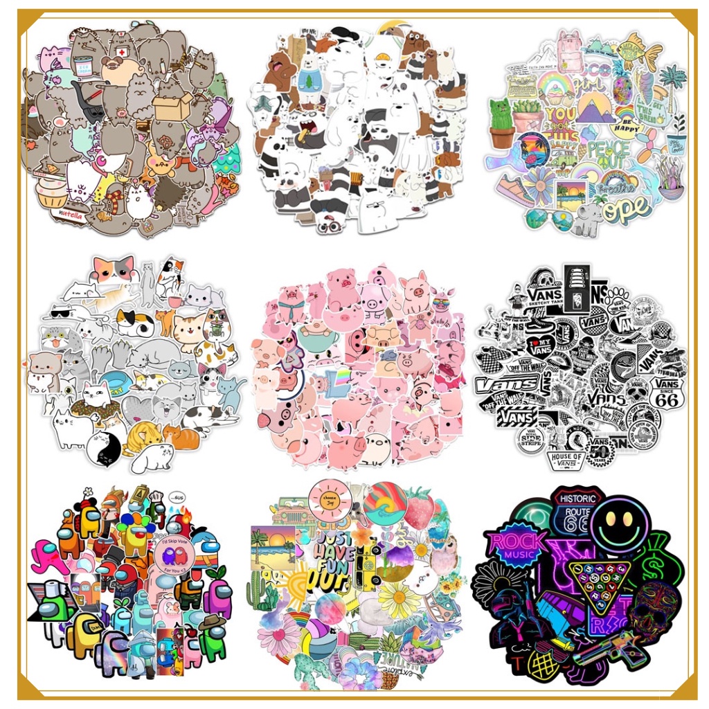 Sticker hàng loại đẹp set 50 cái decol đồ dùng học tập, trang trí laptop