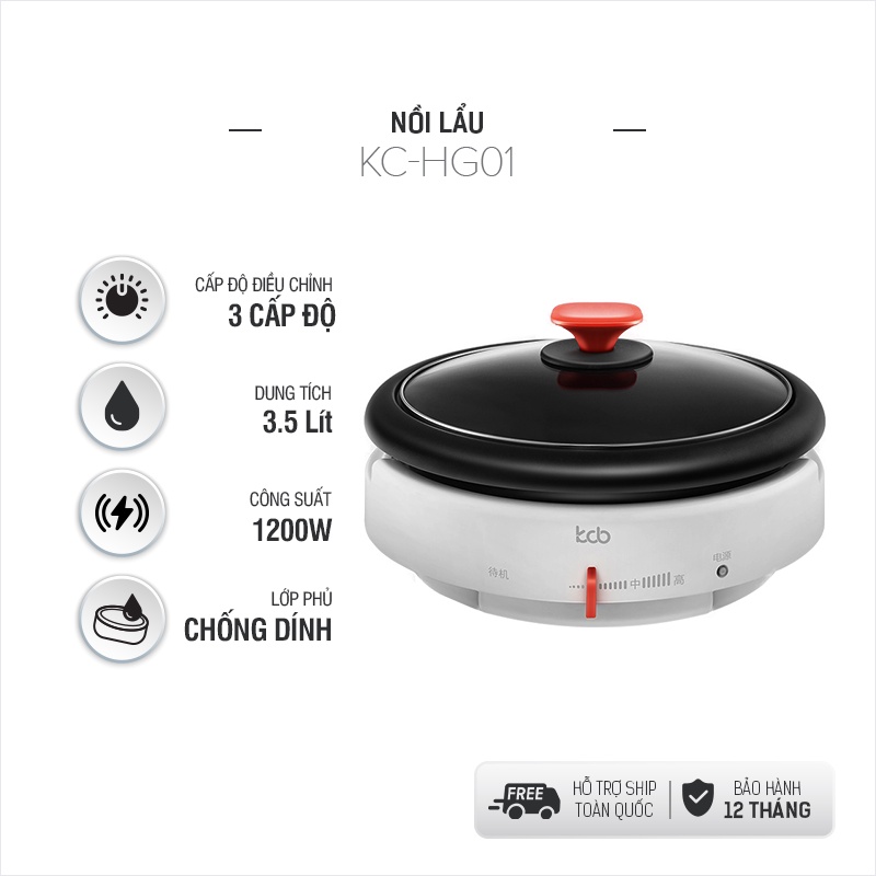 Nồi lẩu điện chống dính Việt Star KC-HG01, công suất 1200W, dung tích 3.5L, 3 chế độ điều chỉnh,bảo hành 12 tháng