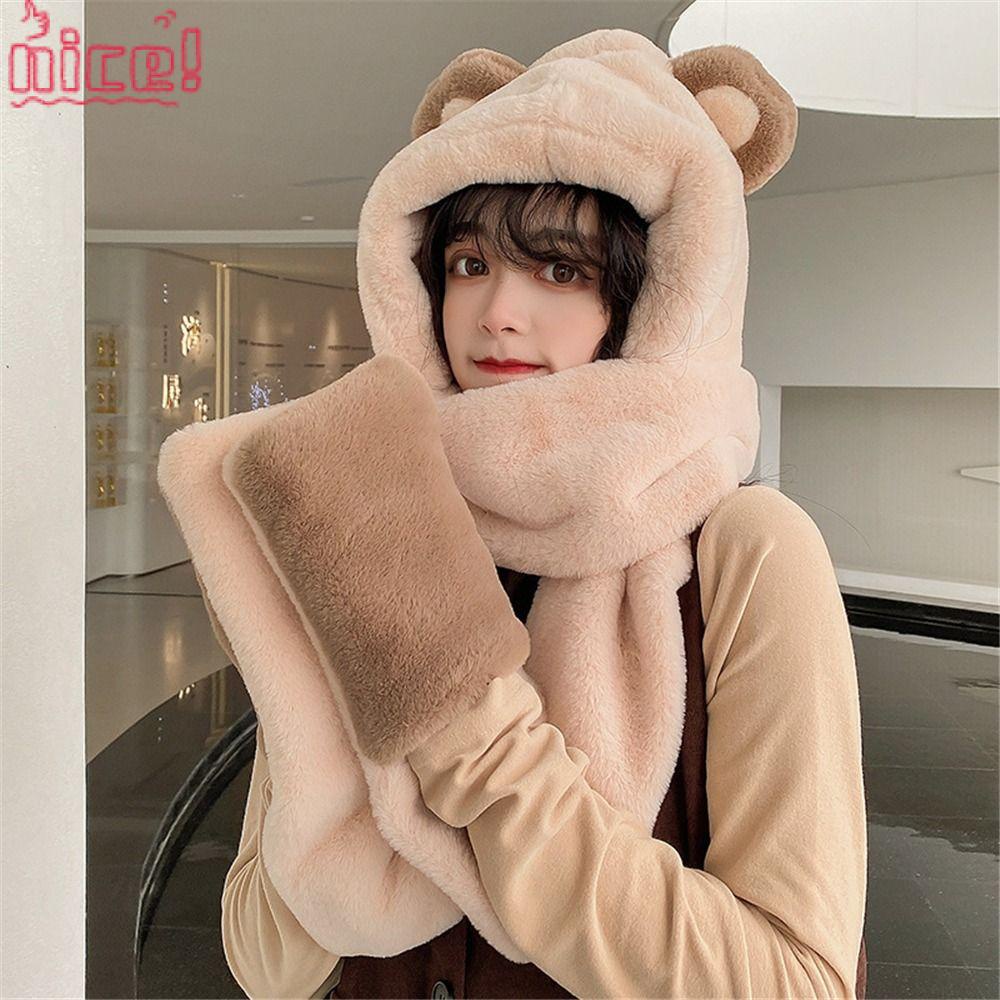 Mũ Beanie Tai Gấu Giữ Ấm Thời Trang Cho Nữ