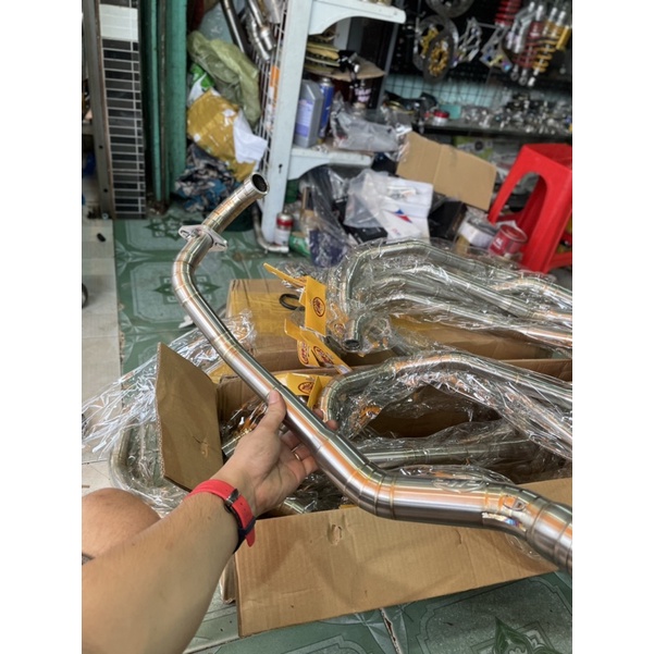Cổ Pô Tăng 2 Khúc inox 304 FMF 32mm Ex150 Winenr Sonic Satria Raider