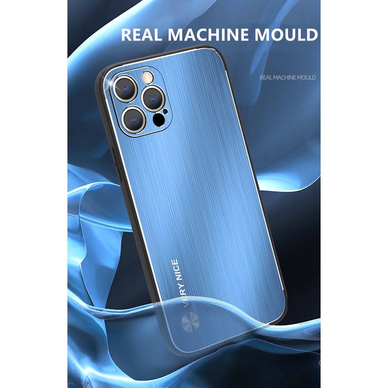 Ốp Điện Thoại Silicon Phối Kim Loại Nhôm Cứng Chống Sốc Sang Trọng Cho iPhone 12 11 13 Pro Max 12 13 Mini 11 Pro