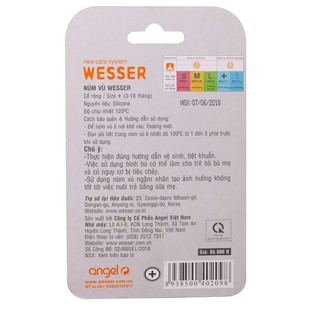 [CHÍNH HÃNG] Bộ Đôi Núm Vú Wesser Cổ Rộng Size + (Cho bé 3-18 tháng tuổi)