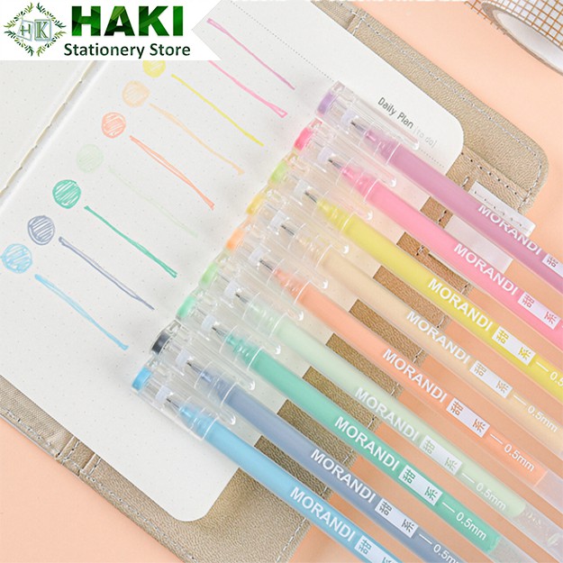 Bút mực Morandi HAKI ngòi 0.5mm set 9 chiếc nhiều màu B26