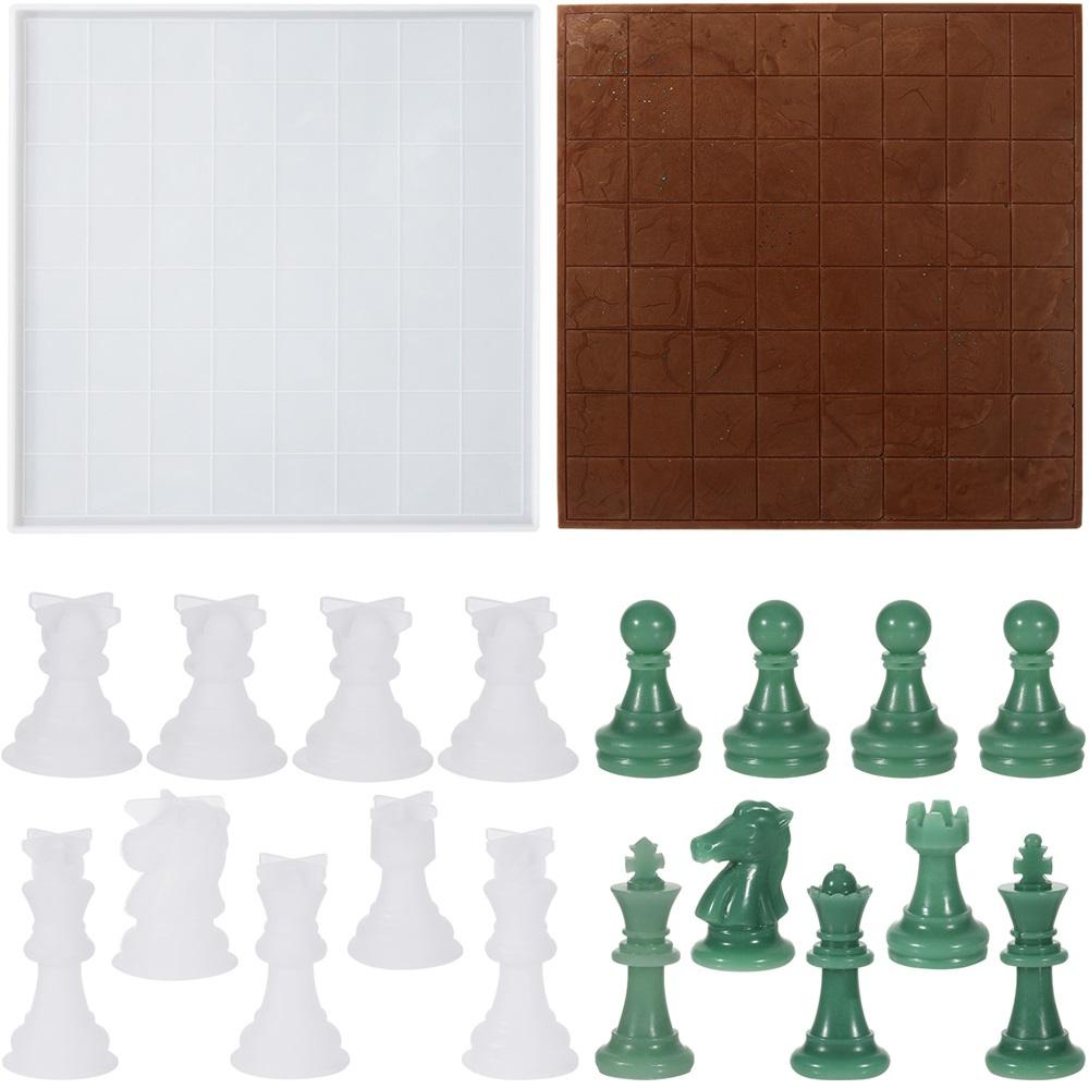 1 Bộ Khuôn Hình Cờ Vua Và Bàn Cờ Vua Bằng Nhựa Epoxy Độc Đáo DIY