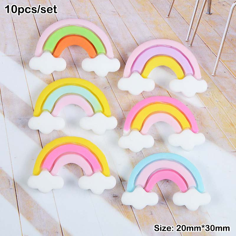 Set 10 Phụ Kiện Trang Trí Điện Thoại Hình Cầu Vồng/Mặt Trăng/Vương Miện/Đám Mây/Mặt Trời/Đám Mây