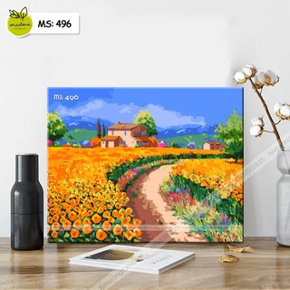 Tranh tô màu theo số, tranh số hóa, tranh tô màu số hóa Madoca - Cánh đồng hoa T496