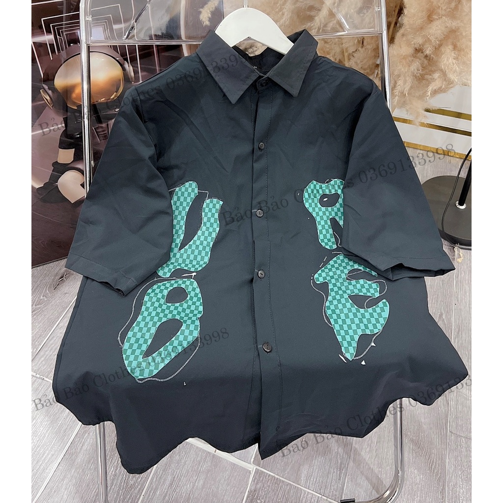 Sơ Mi Chữ Cái Tay Lỡ Cổ Bẻ Nam Nữi Unisex UR Uzzlang- Sơ Mi Đi Học Công Sở Nam Nữ