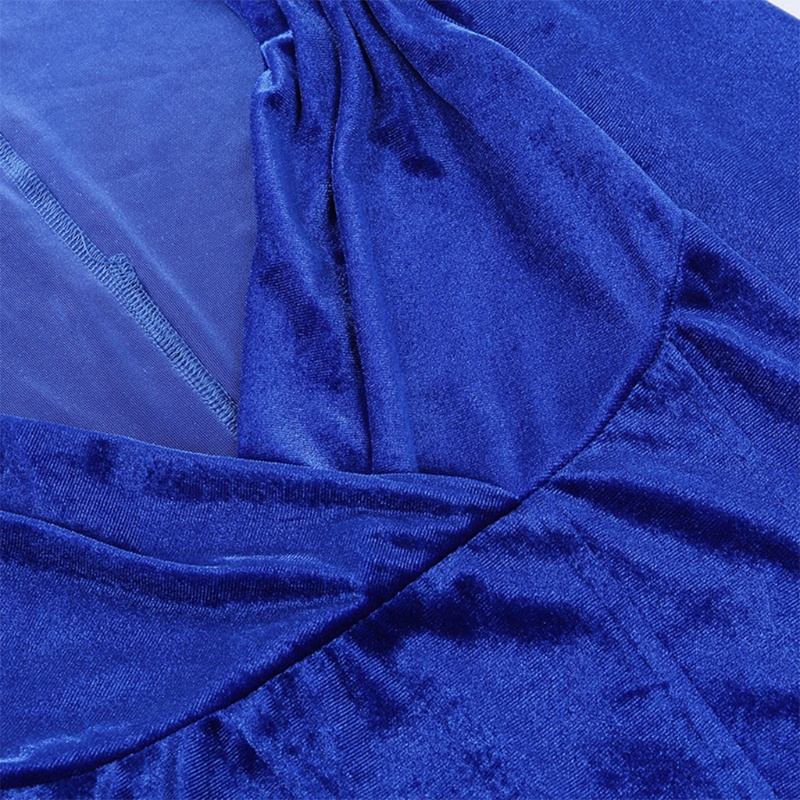 Xiangbao Đầm Nhung Ôm Dáng Tay Dài Cổ Chữ V Khoét Sâu Lưng Cao Có Đệm Ngực Gợi Cảm Cho Nữ