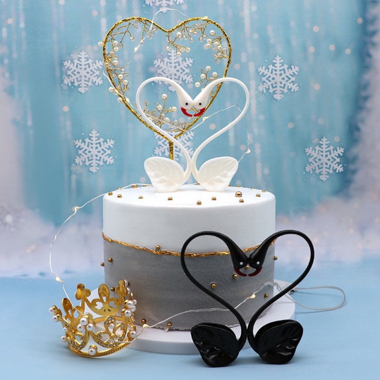 đồ trang trí bánh kem [FREESHIP❤️] cặp thiên nga mẫu mới