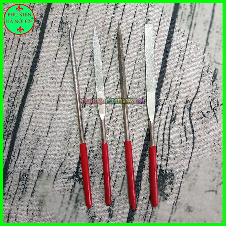 Bộ 4 cây dũa mài kim cương đa năng nhọn, dẹt, lòng mo, tròn 180mm x 5mm loại tốt