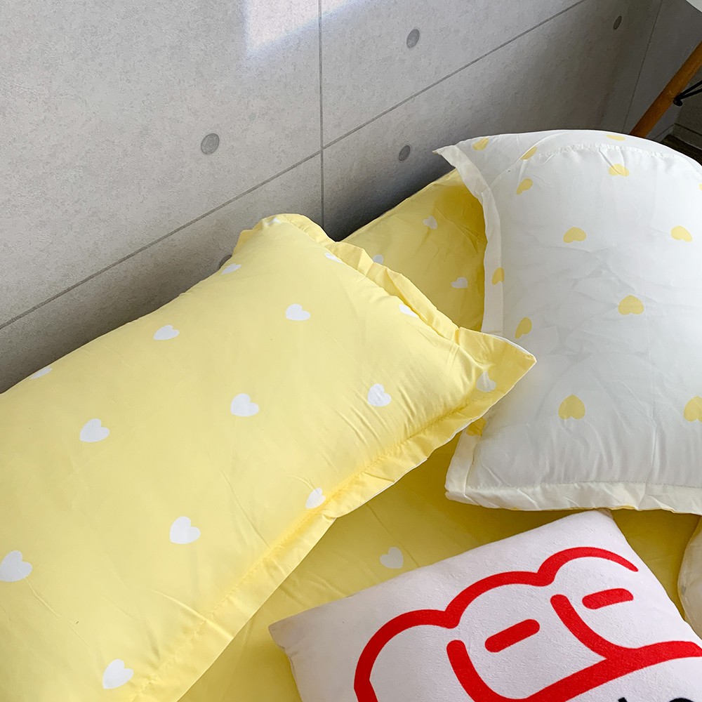 Bộ chăn ga gối Poly Cotton REE Bedding PLC98 trái tim vàng đủ size giường nệm
