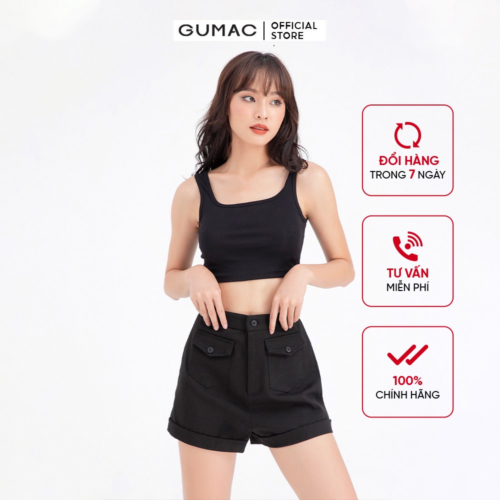 Quần short nữ 2 túi GUMAC màu đen năng động QB613