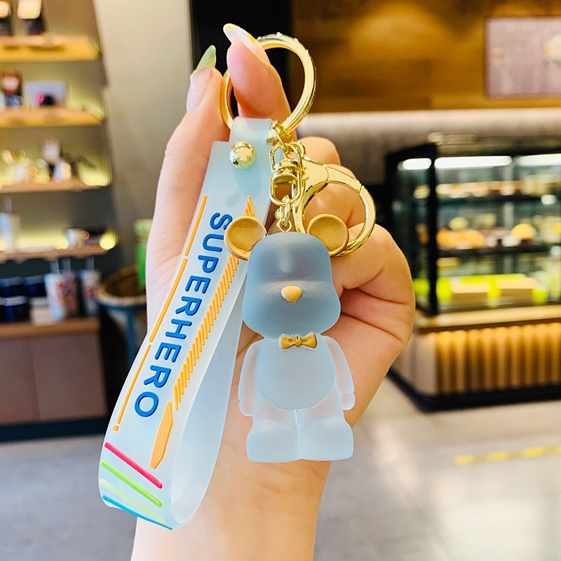 Móc khoá hình gấu pha lê trong suốt dễ thương treo balo, túi xách, móc chìa khóa xe máy - NgocThi Store