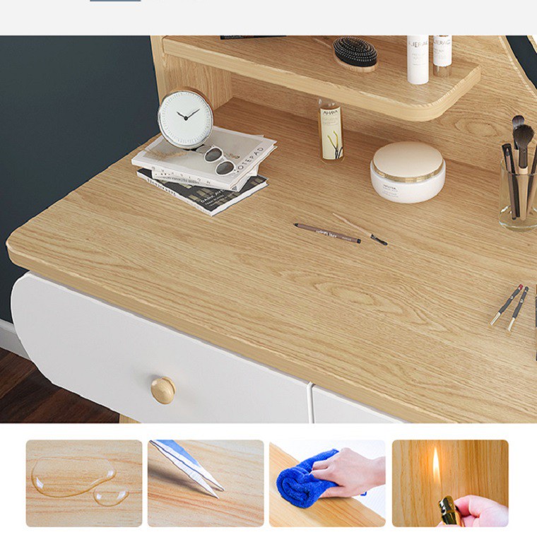 🌟Ảnh thật🌟 Bàn trang điểm nhỏ gương đèn LED kèm ghế BAH002 | BigBuy360 - bigbuy360.vn