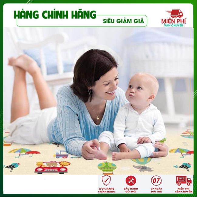 Thảm chơi cho bé, Thảm xốp cho bé XPE gấp gọn chiếu xốp trải sàn 2 mặt chống trơn trượt hàn quốc phủ silicon KT: 1m8x2m