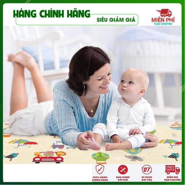 Thảm chơi cho bé, Thảm xốp cho bé XPE gấp gọn chiếu xốp trải sàn 2 mặt chống trơn trượt hàn quốc phủ silicon KT: 1m8x2m