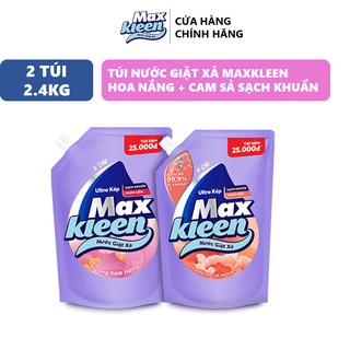 Combo 2 túi nước giặt xả Maxkleen 2.4L/ túi hương Hoa Nắng + Hương Cam Sả