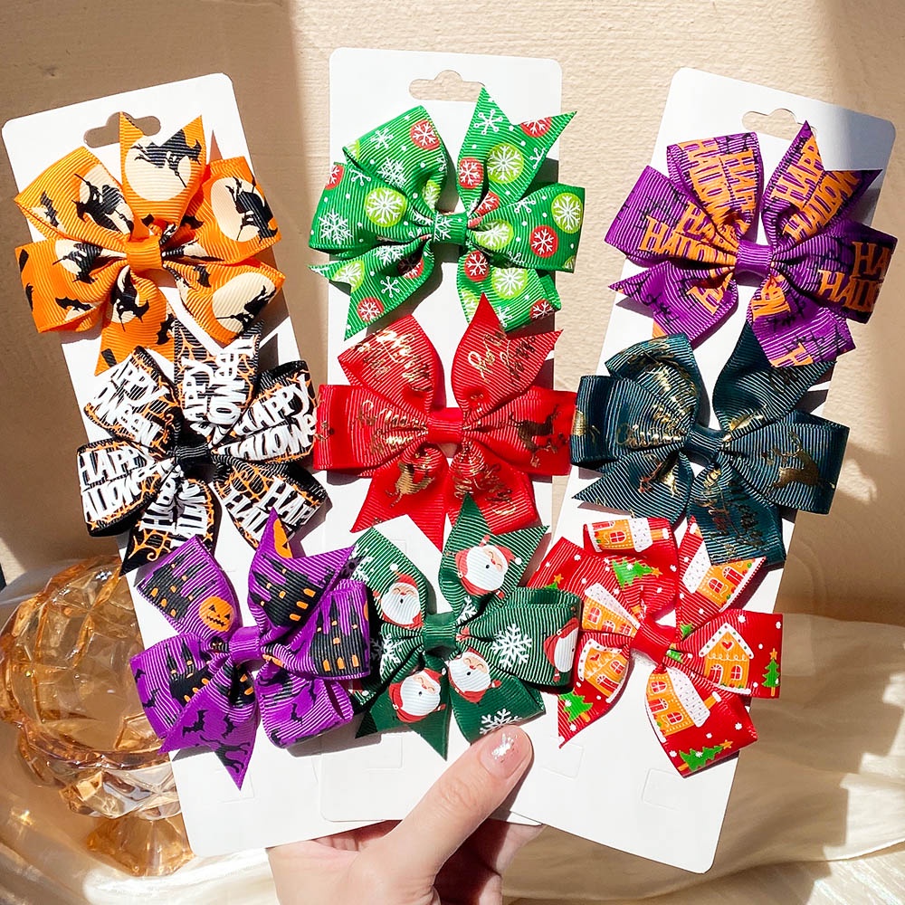 RainBow Bows Set 10 Kẹp Tóc Hình Người Tuyết Dễ Thương Cho Bé Gái