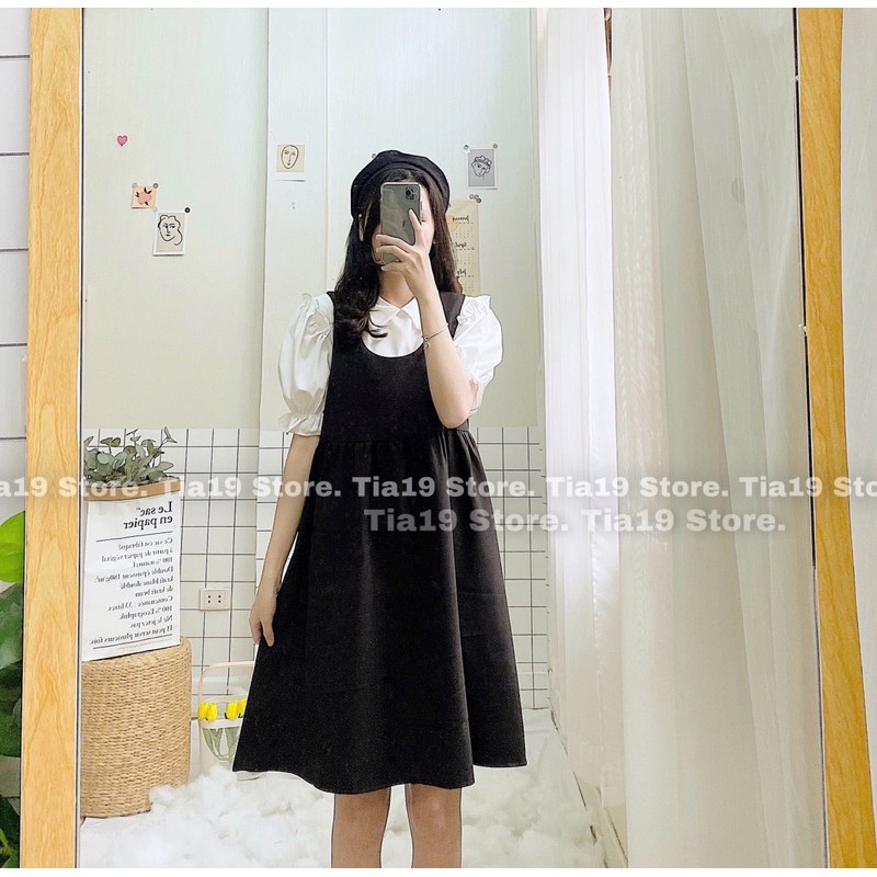 Set yếm babydoll trắng đen Lolita SP000012  ( Ảnh thật Tia19 chụp)