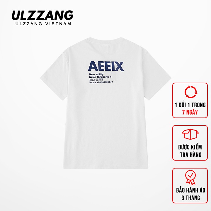 Áo thun tay lỡ ULZZANG cotton dáng unisex form rộng in hình AEEIX