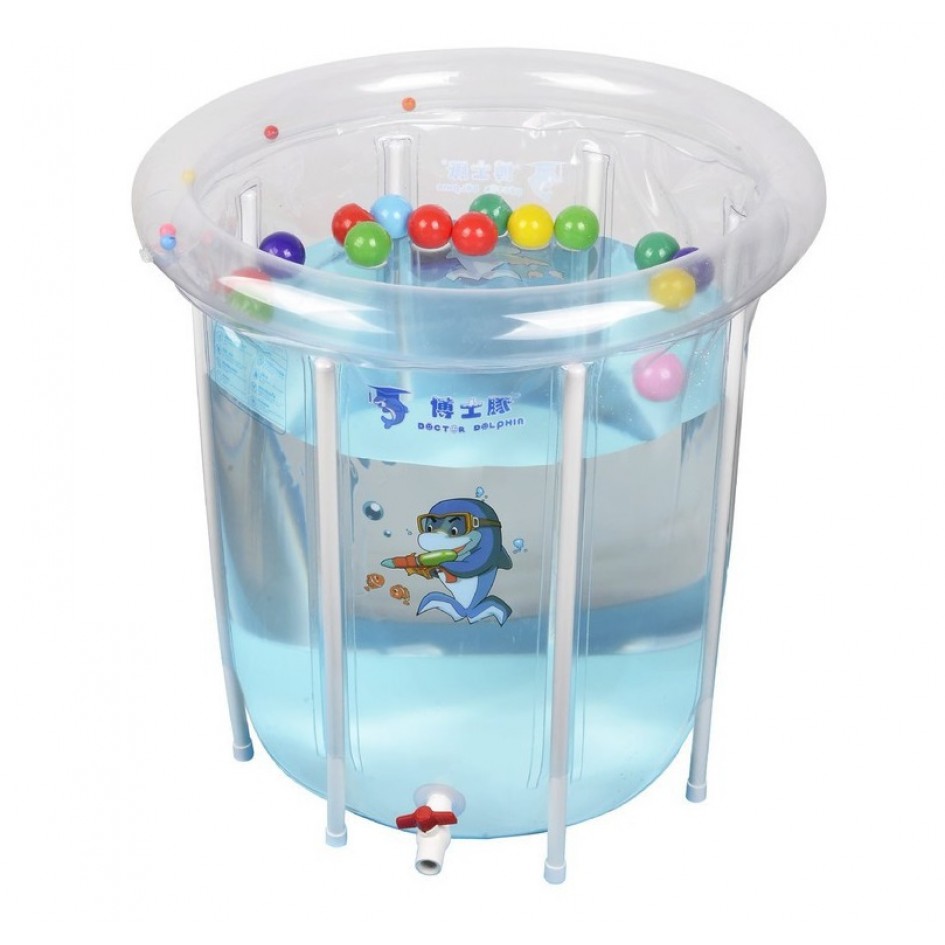 Bể Bơi Thành Cao Doctor Dolphin Cho Bé 80cmx80cm tặng kèm phao đỡ cổ