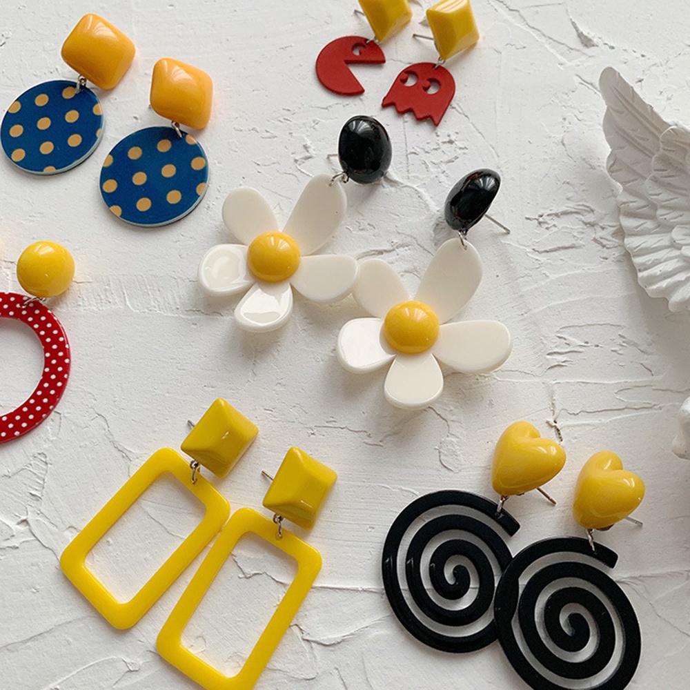 Khuyên tai nhựa acrylic dáng dài đong đưa thời trang Vintage dành cho nữ