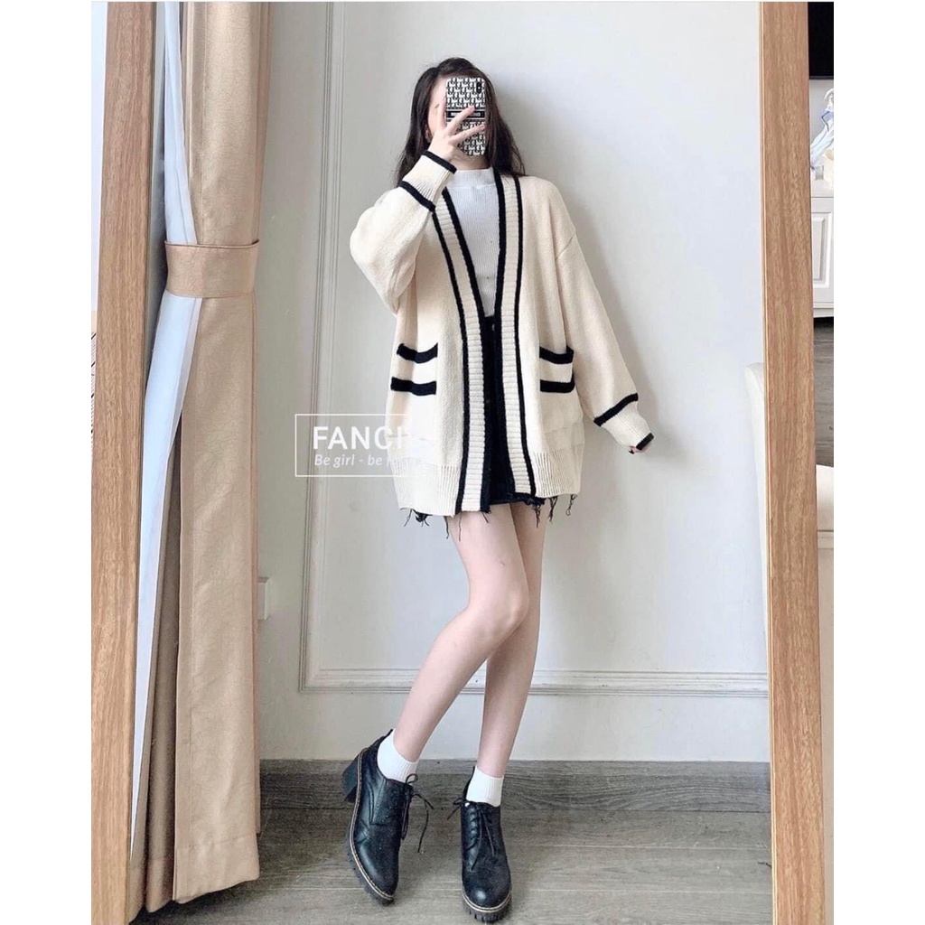 ÁO LEN CARDIGAN VIỀN ĐEN QC CỰC XINH