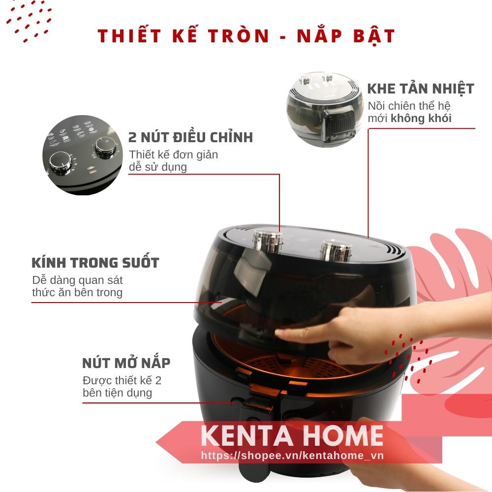 Nồi Chiên Không Dầu NINESHIELD 8 Lít Nút Cơ Thương Hiệu Nhật, Công Suất 1500W Vỉ Nướng Rời Chống Dính, Hàng Chính Hãng